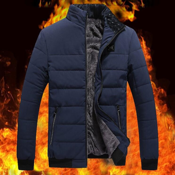 Gefütterte Herren Winterjacke mit Reissverschluss, Frontansicht