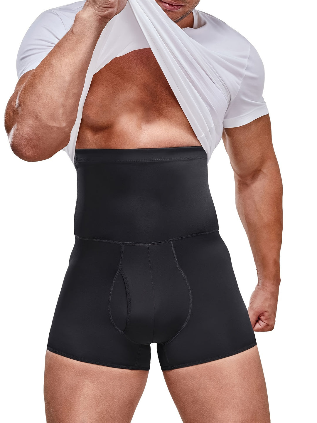 SwissFellas Herren Shapewear Shorts mit hohem Bund, schmale Passform