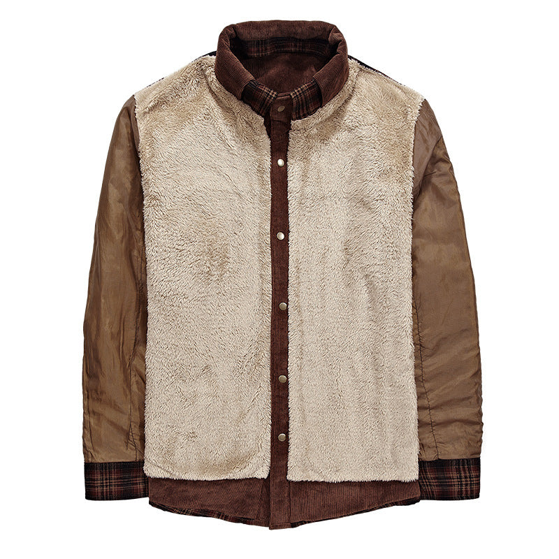 Herren Winterjacke kariert aus Baumwolle in Armeegrün