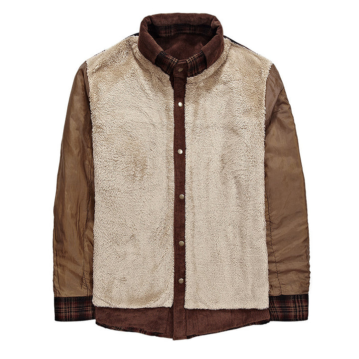 Herren Winterjacke kariert aus Baumwolle in Armeegrün