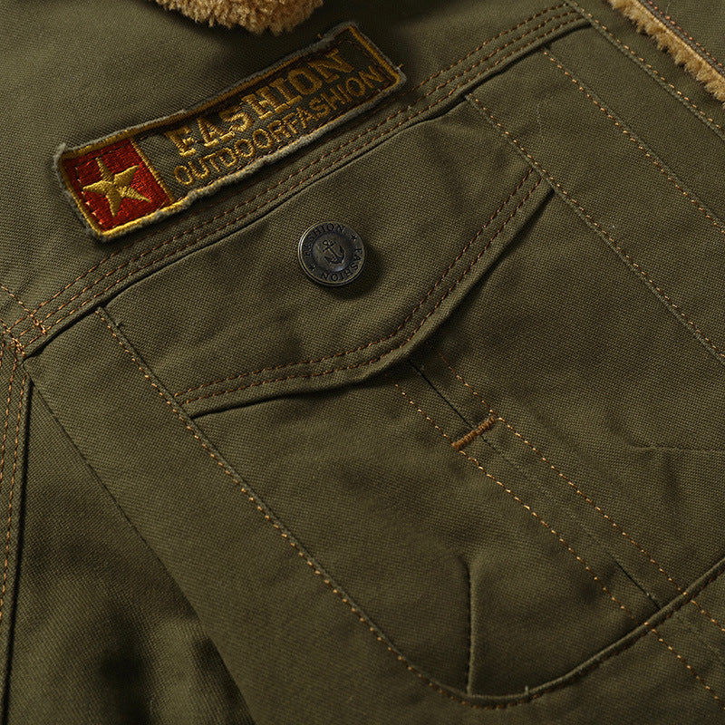 Herren Fleecejacke mit Kragen in Schwarz, Vorderansicht
