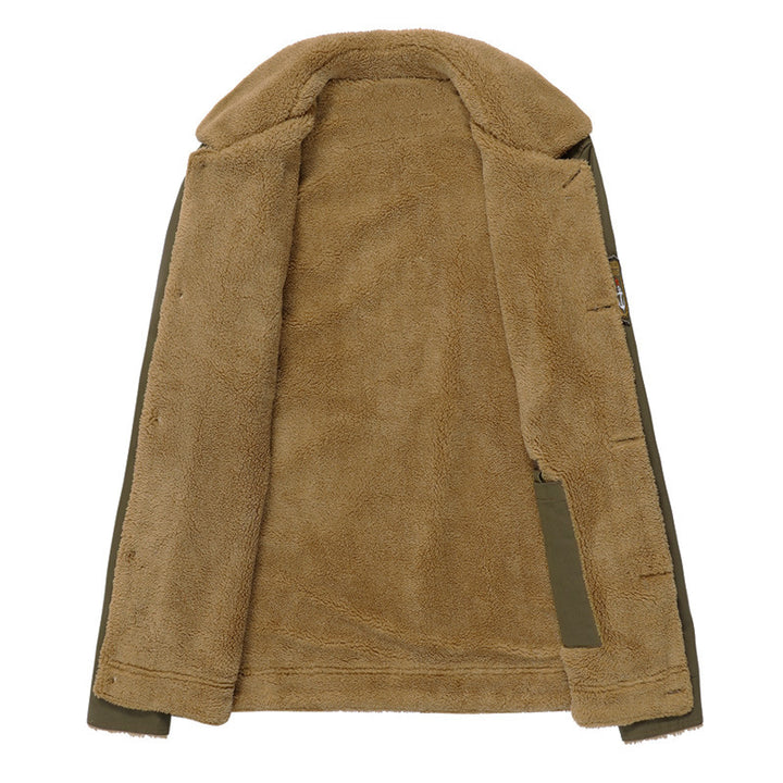Herren Fleecejacke mit Kragen in Schwarz, Vorderansicht