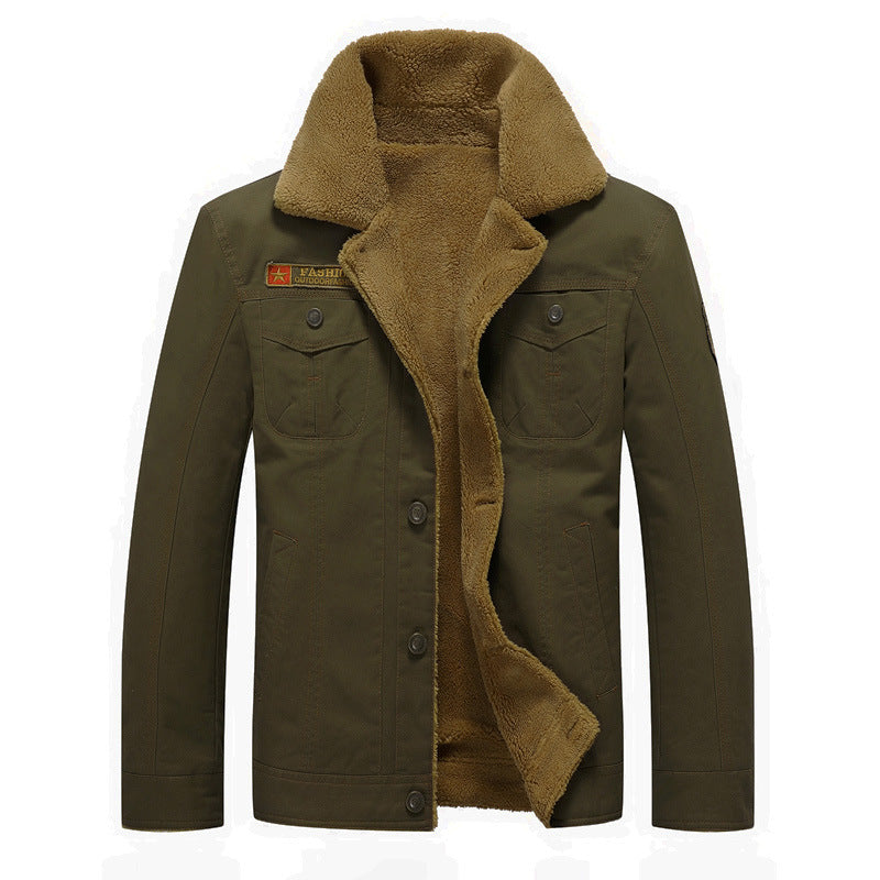 Herren Fleecejacke mit Kragen in Schwarz, Vorderansicht