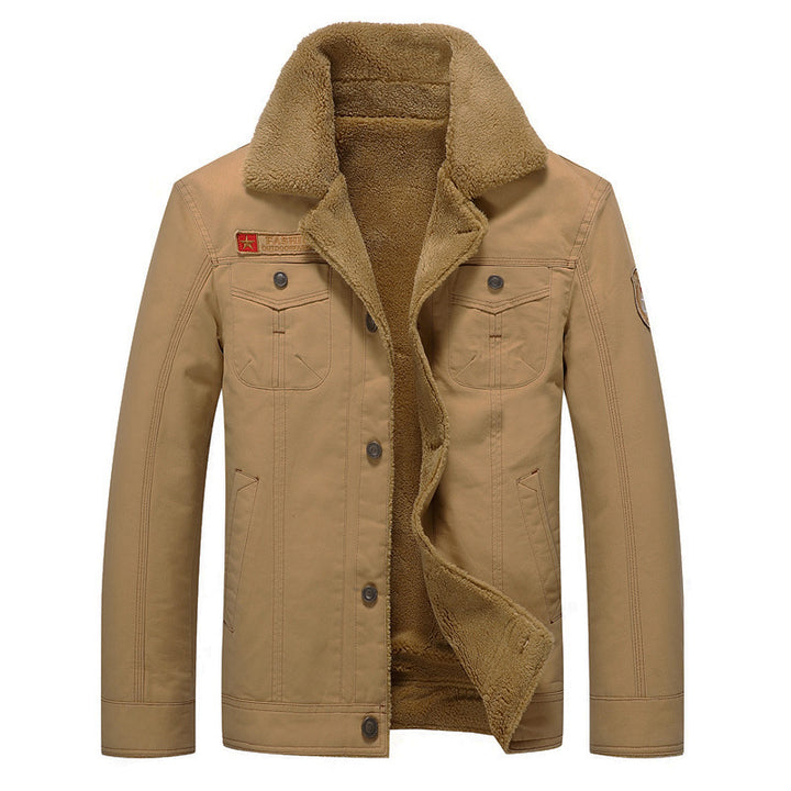 Herren Fleecejacke mit Kragen in Schwarz, Vorderansicht