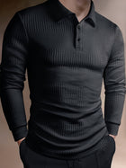 Herren Strick Poloshirt | Schmale Passform | Langarm mit Rippenstruktur | Smart Casual Look