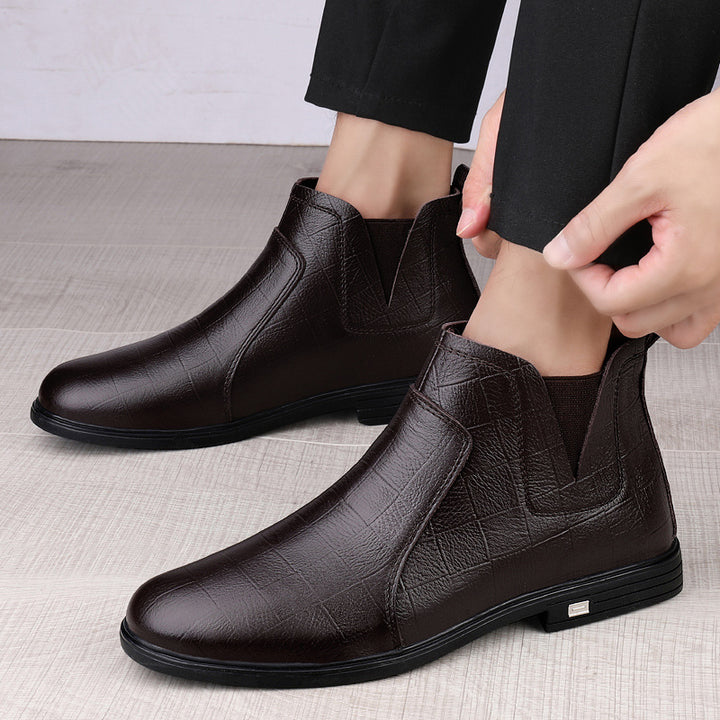 Herren Lederstiefel für den Winter in Schwarz und Braun