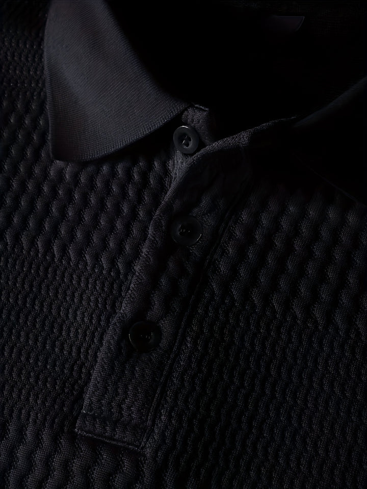 SwissFellas Herren Strick Poloshirt mit Langarm und Rippenstruktur, schmale Passform