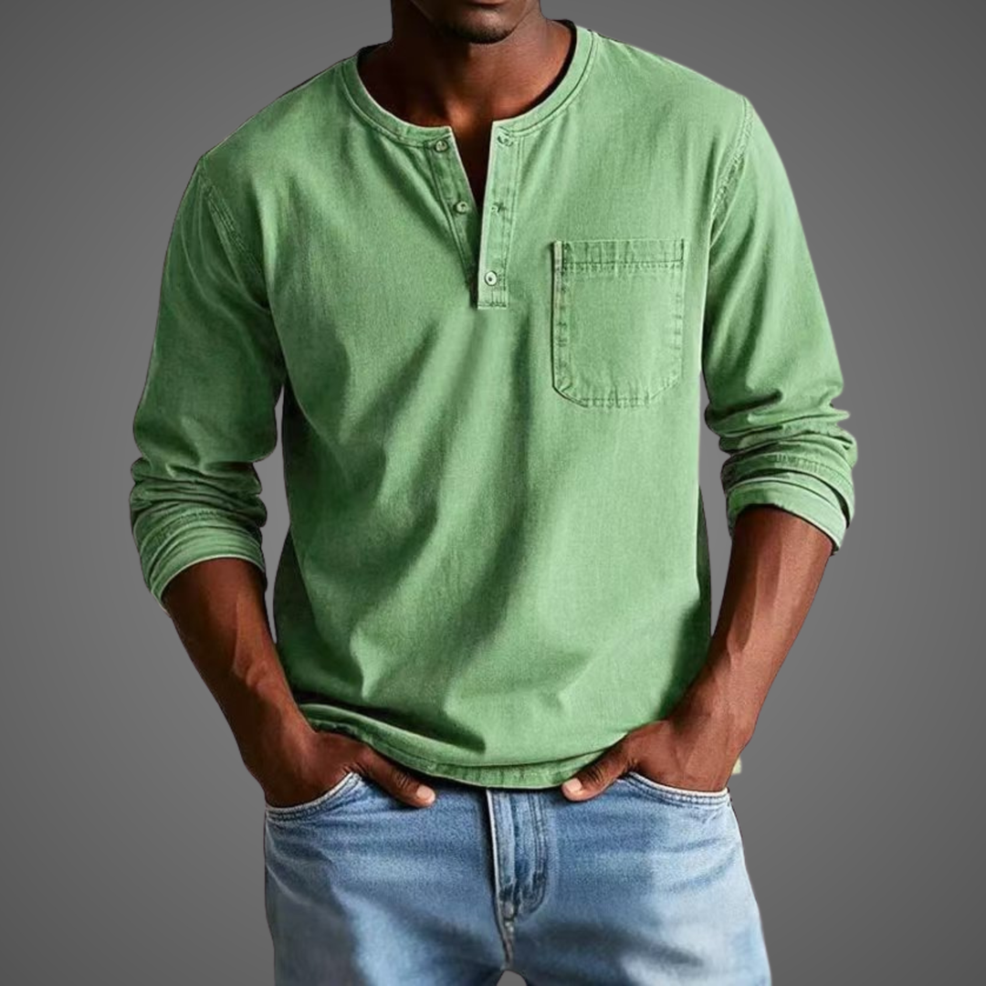 Nataniel | Herren Henley Shirt mit langem Arm