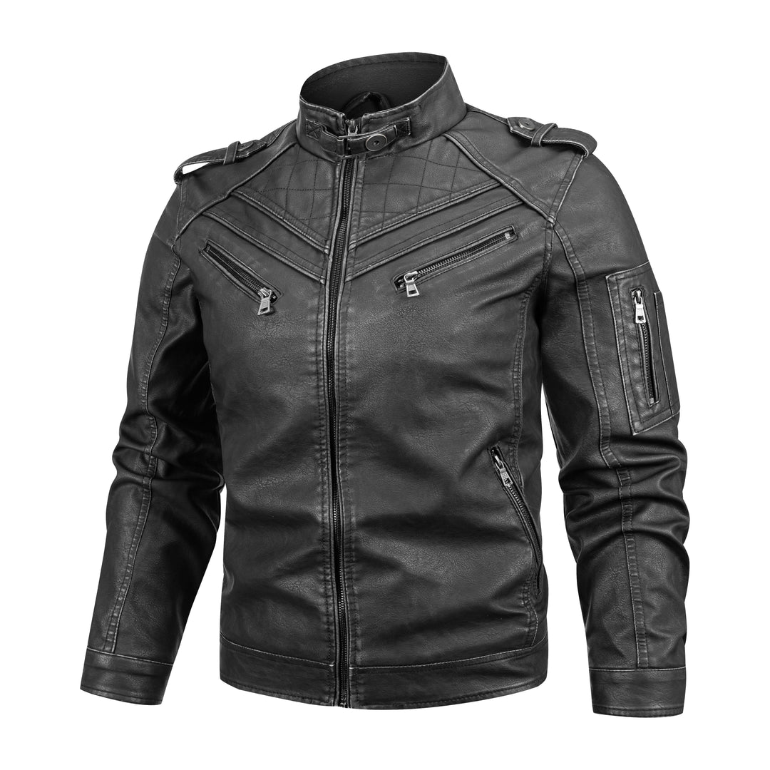 Schwarze Herren Bikerjacke im Vintage-Look Frontansicht