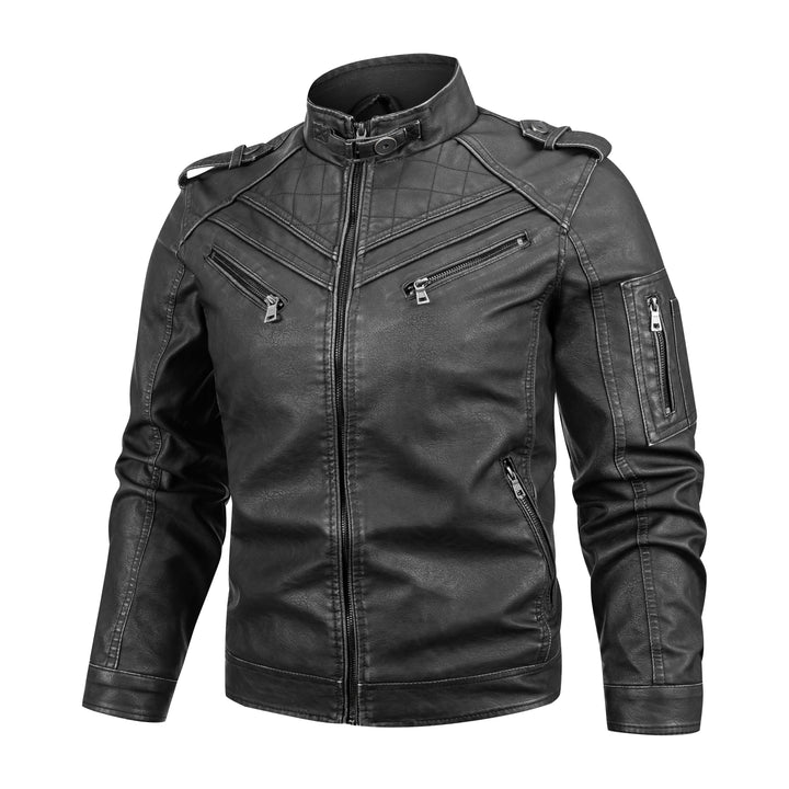 Schwarze Herren Bikerjacke im Vintage-Look Frontansicht