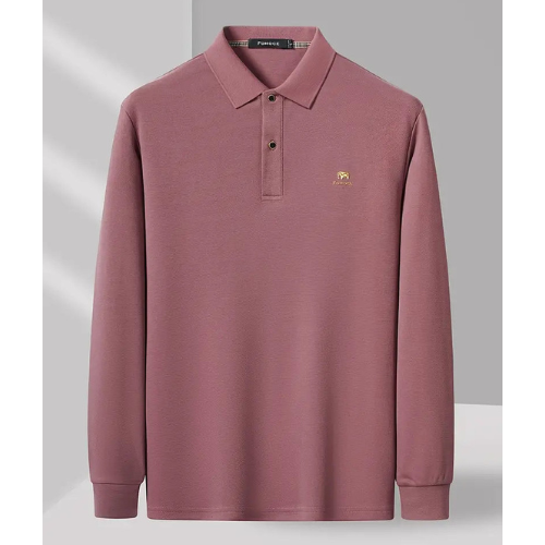 Herren Polo-Pullover mit Strickstruktur - rosa