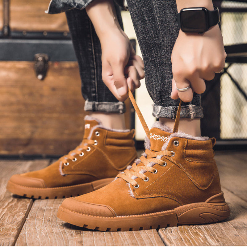 Herren Winterstiefeletten Schwarz mit Schnürung vorne