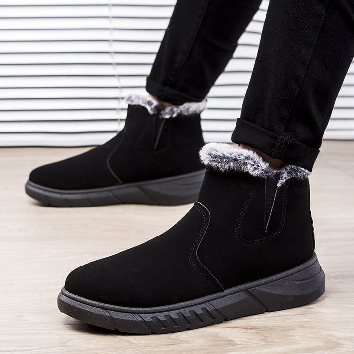Herren Winterstiefeletten mit Plüschfutter in Schwarz