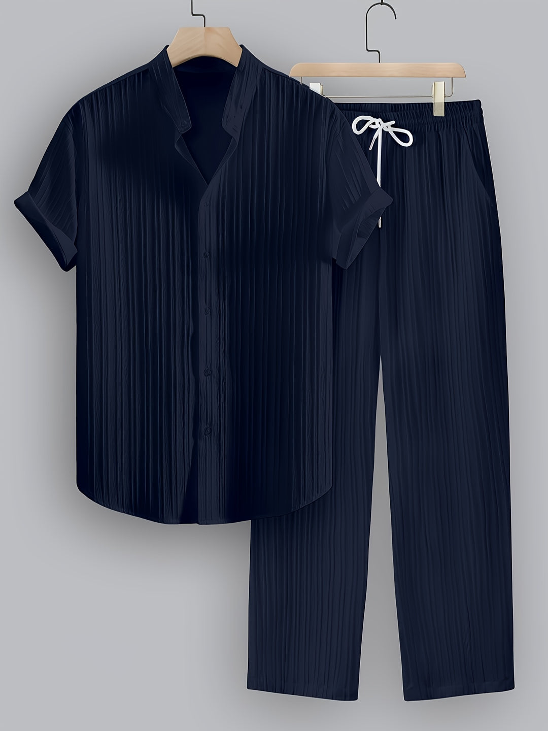 SwissFellas Herren Zweiteiler-Set mit Kurzarmhemd und langer Hose, reguläre Passform