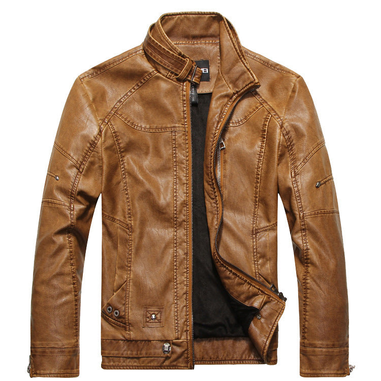 Herren Lederjacke mit Reissverschluss in Schwarz, Braun und Khaki
