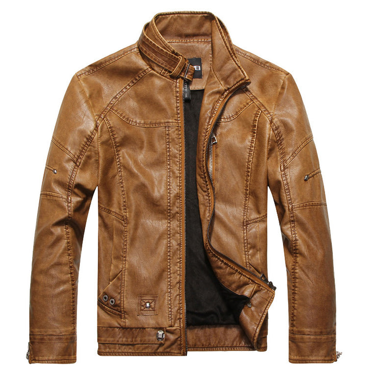 Herren Lederjacke mit Reissverschluss in Schwarz, Braun und Khaki