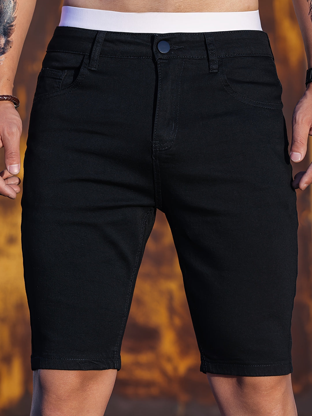 SwissFellas Herren Denim-Style Shorts mit Five-Pocket-Design, schmale Passform