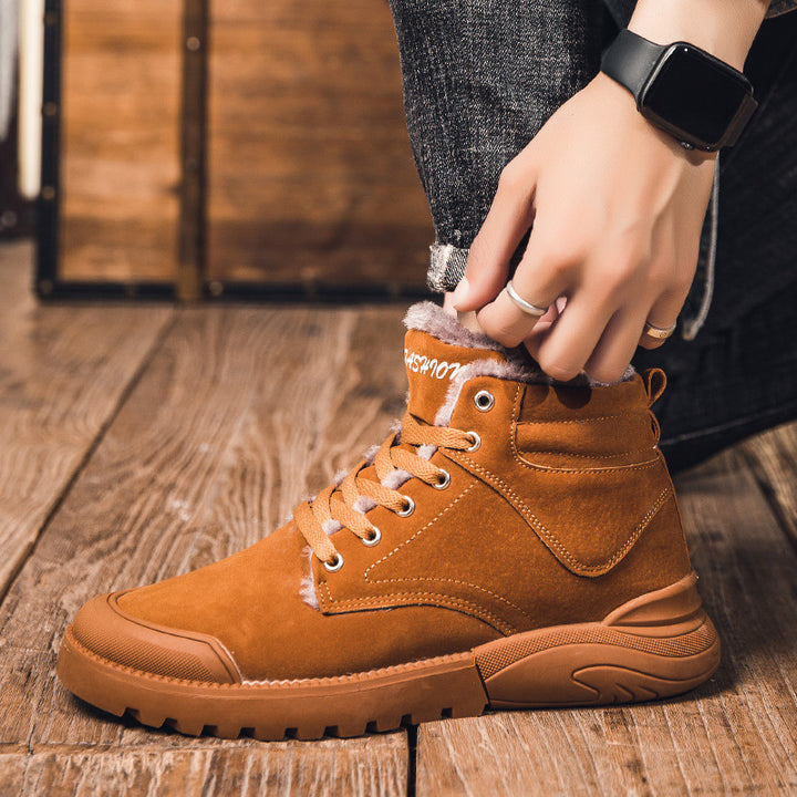 Herren Winterstiefeletten Schwarz mit Schnürung vorne