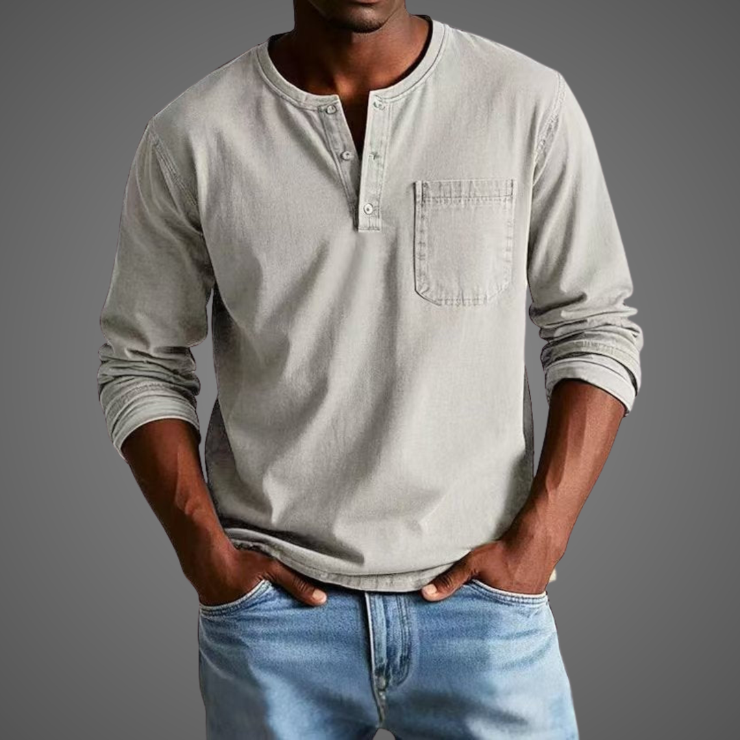 Nataniel | Herren Henley Shirt mit langem Arm