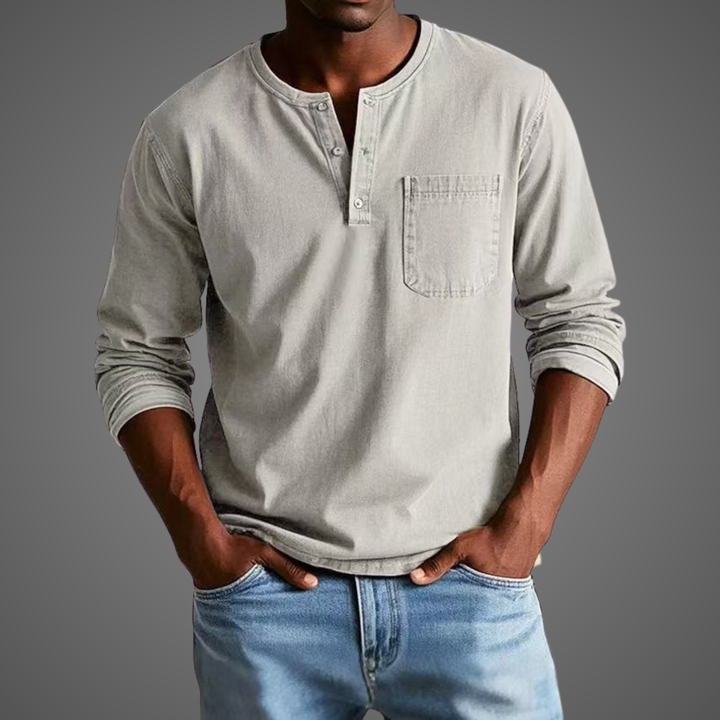 Nataniel | Herren Henley Shirt mit langem Arm
