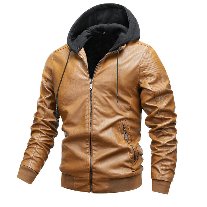 Herren Lederjacke mit Stehkragen und Reissverschluss vorne