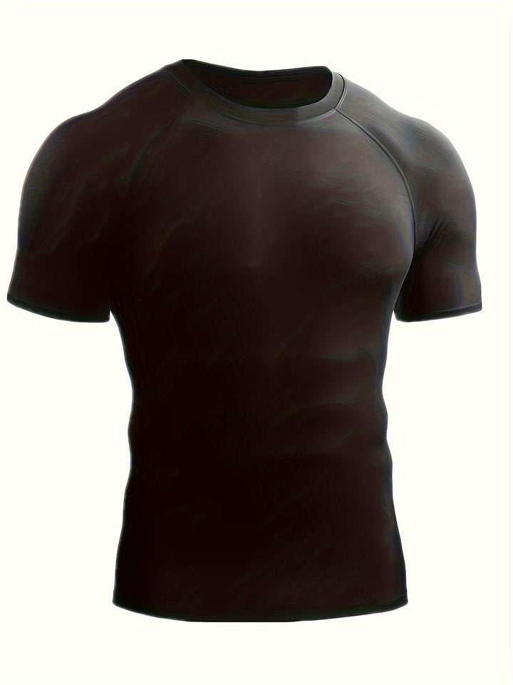 SwissFellas Herren Kompressions T-Shirt mit Kurzarm und Rundhals, schmale Passform