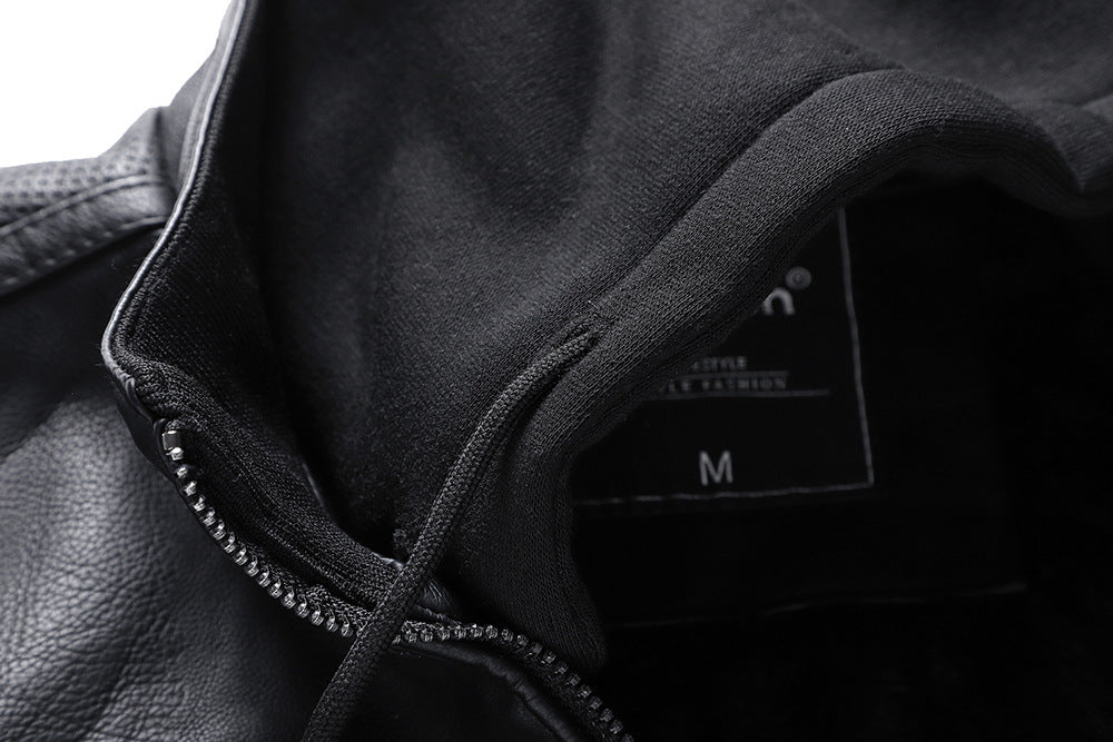 Herren Lederjacke mit Stehkragen und Reissverschluss vorne