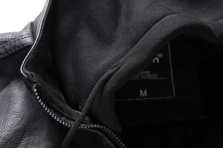 Herren Lederjacke mit Stehkragen und Reissverschluss vorne