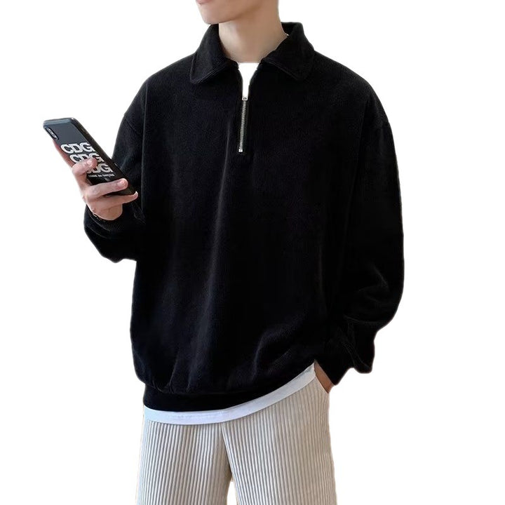 Herren Sweatshirt Cardigan mit Fleece-Futter in Schwarz