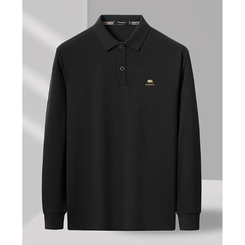 Herren Polo-Pullover mit Strickstruktur - schwarz
