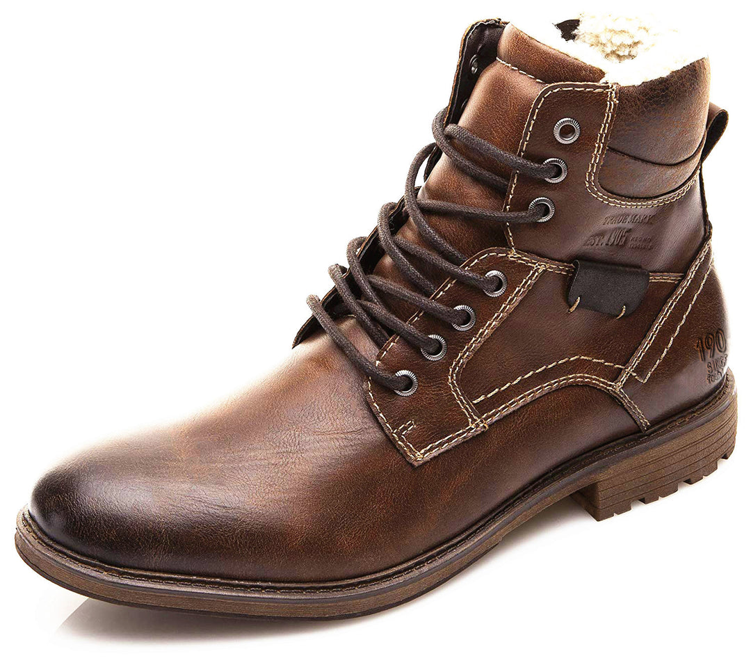 Herren Winterstiefel mit Plüschfutter in Schwarz und Braun