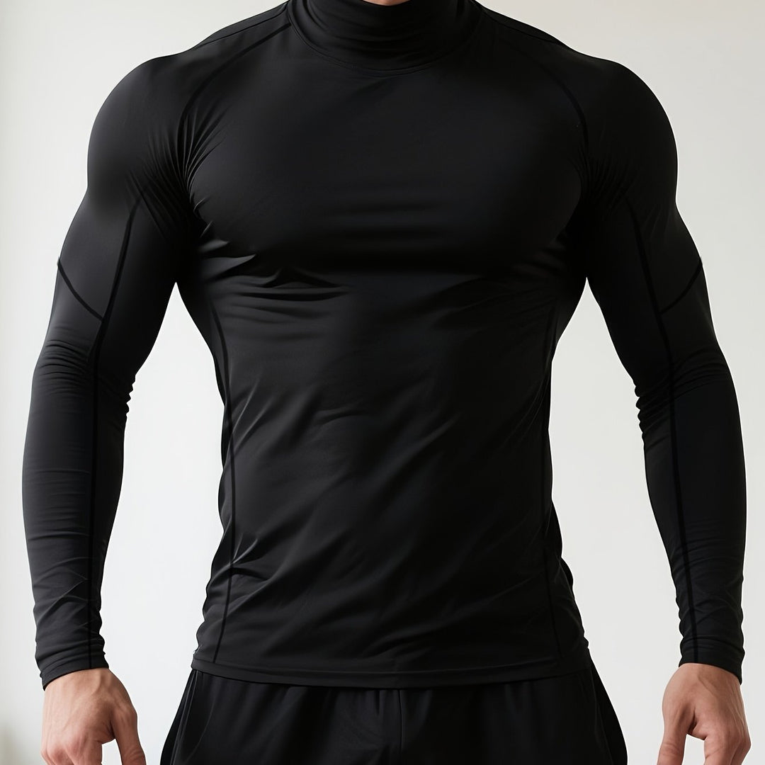 Herren Kompressionsshirt | Schmale Passform | Langarm mit Stehkragen | Performance Baselayer
