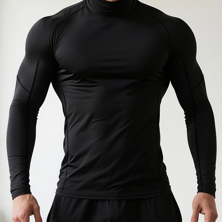 Herren Kompressionsshirt | Schmale Passform | Langarm mit Stehkragen | Performance Baselayer