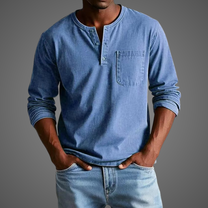 Nataniel | Herren Henley Shirt mit langem Arm