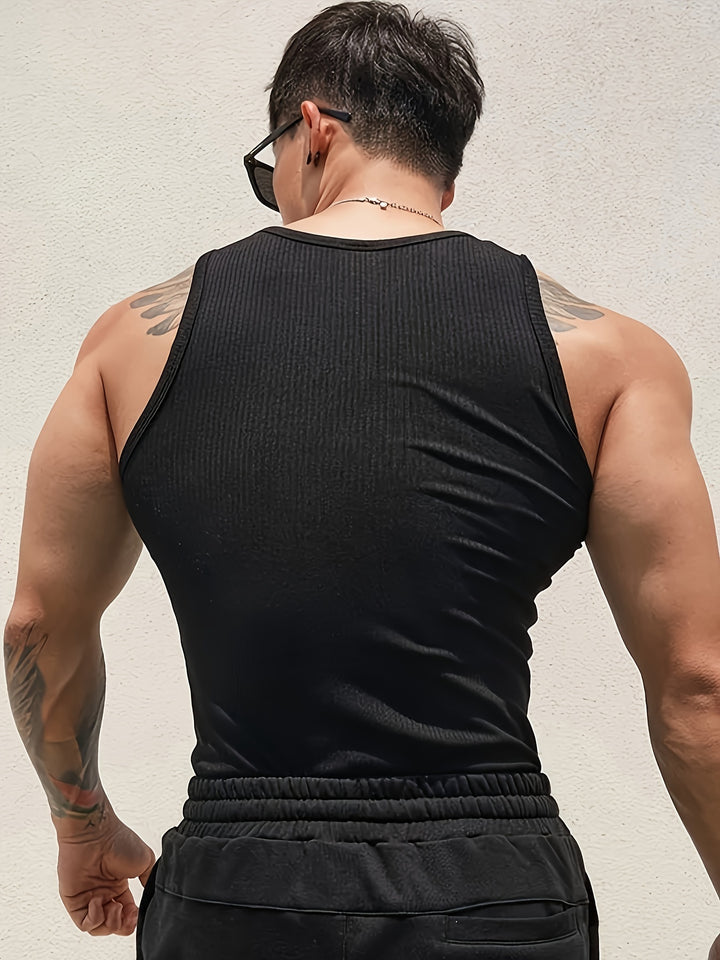 SwissFellas Herren Tank Top ärmellos mit Rundhalsausschnitt, schmale Passform