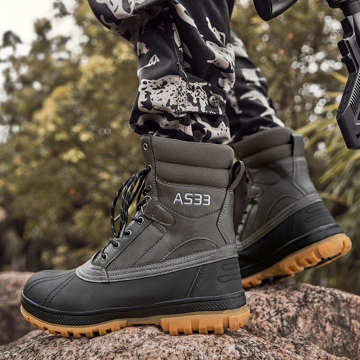 Herren Plateau Boots mit Schnürung in Schwarz