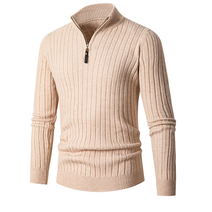Herren Rollkragenpullover mit halbhohem Reissverschluss Slim Fit