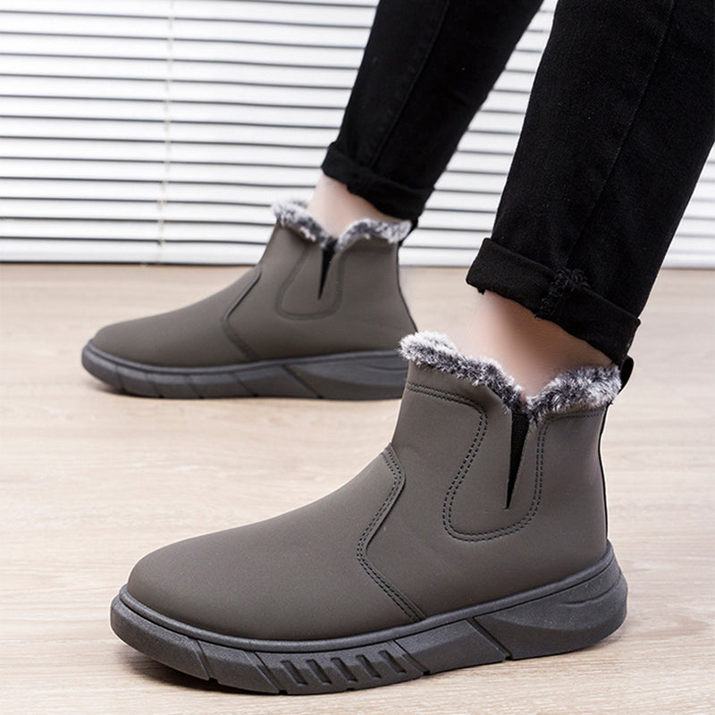 Herren Winterstiefeletten mit Plüschfutter in Schwarz