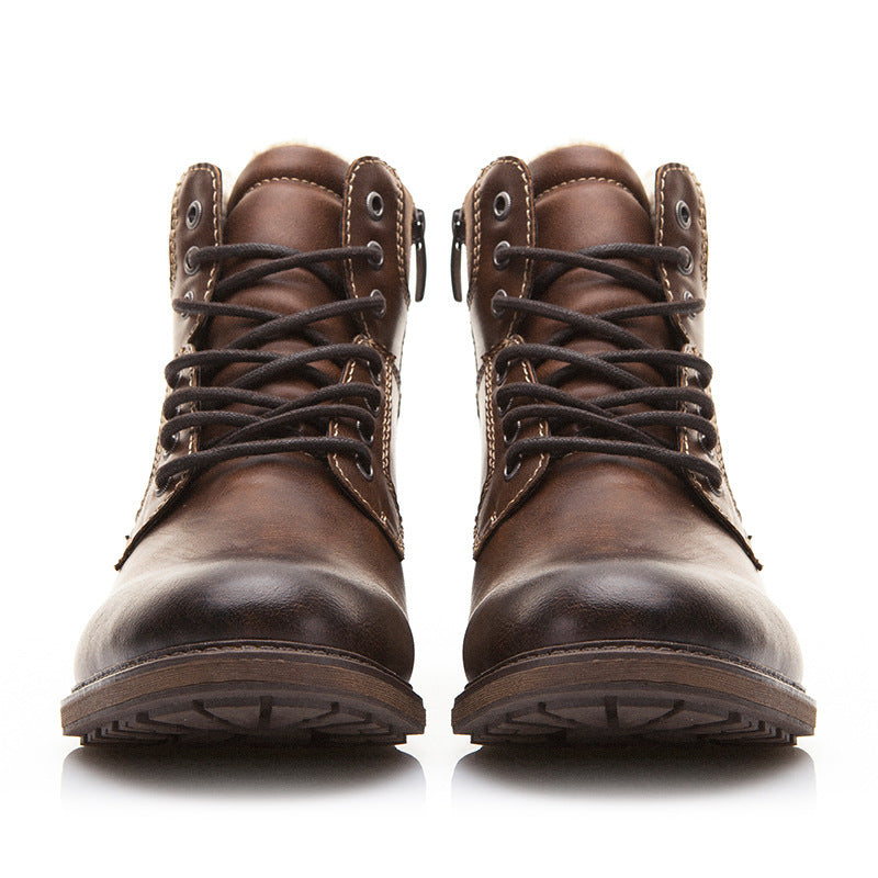 Herren Winterstiefel mit Plüschfutter in Schwarz und Braun