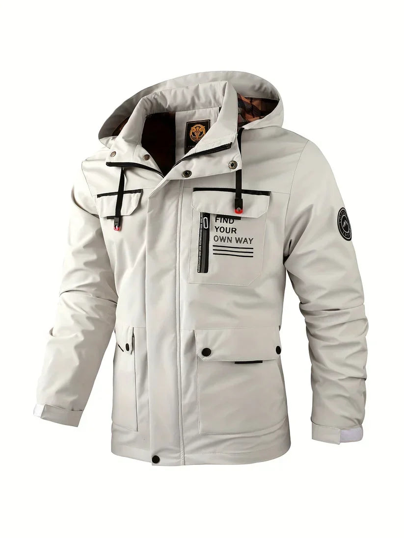 Winterjacke für Herren mit Kapuze - weiß