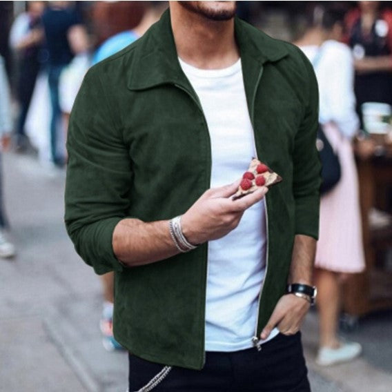 Herren Sweatjacke mit Umlegekragen und Reissverschluss