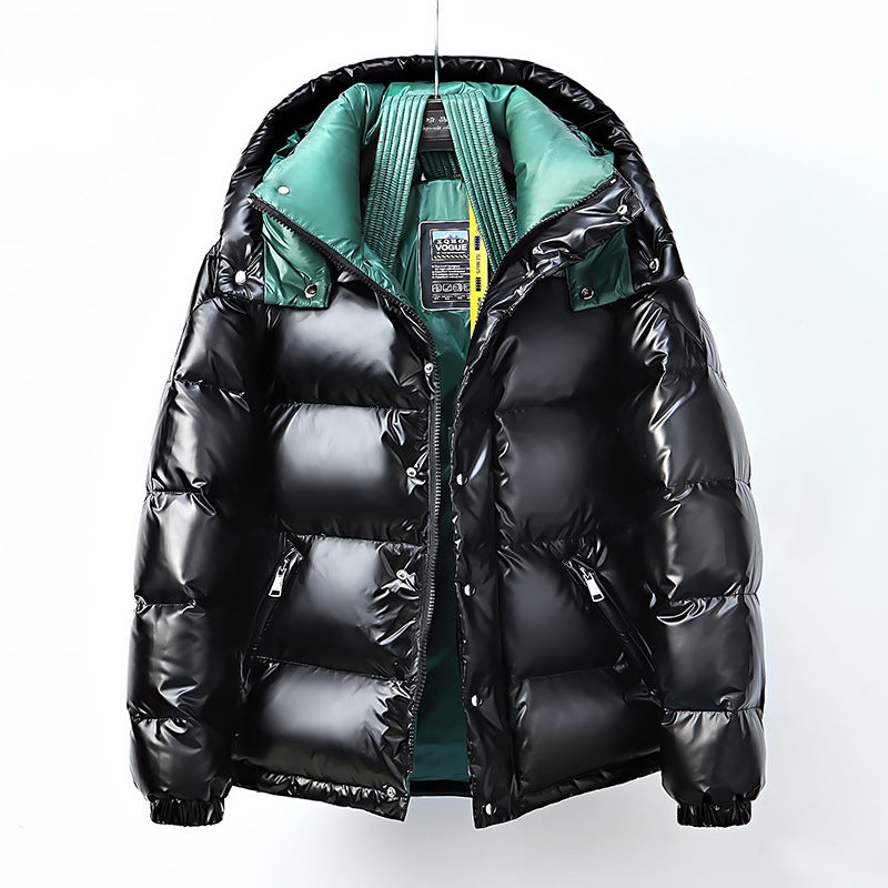 Herren Daunenjacke mit glänzender Optik in Schwarz