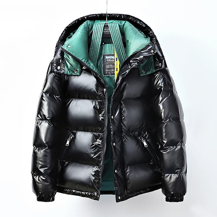 Herren Daunenjacke mit glänzender Optik in Schwarz