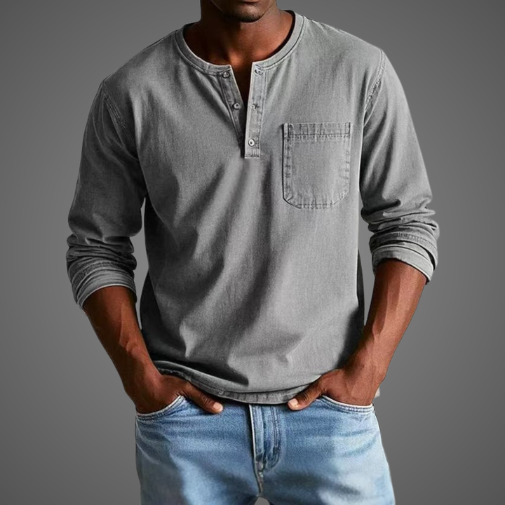 Nataniel | Herren Henley Shirt mit langem Arm