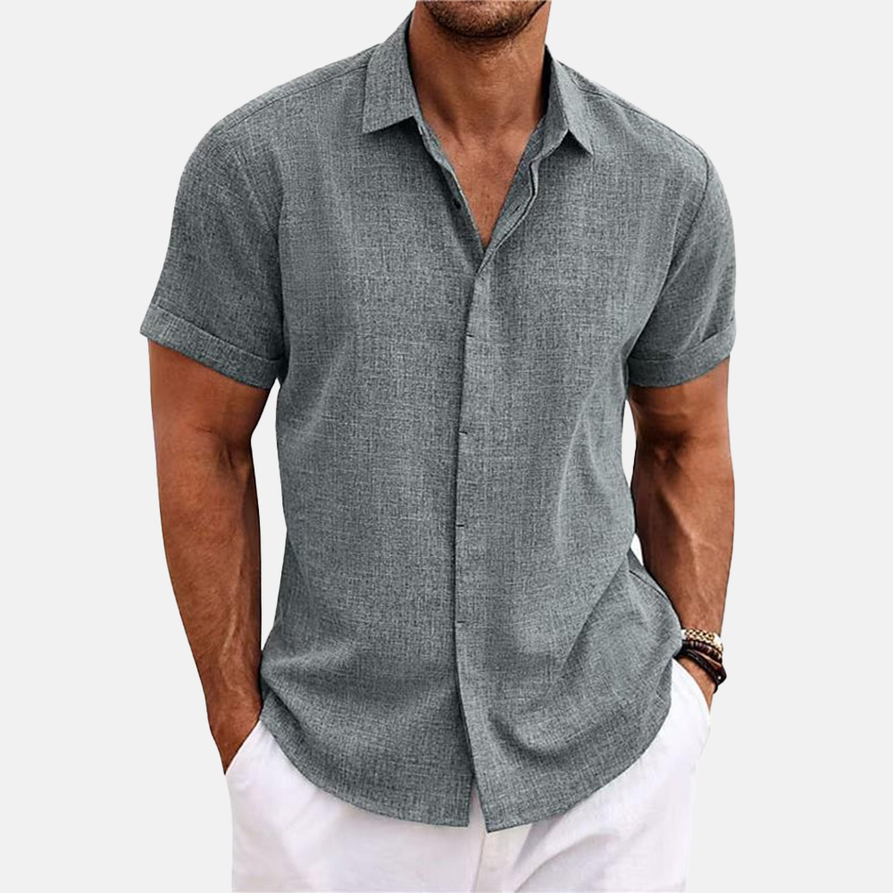 Herren Button-Up Hemd | Kurzarmhemd mit Strukturierter Optik | Gerader Schnitt | Freizeitlook