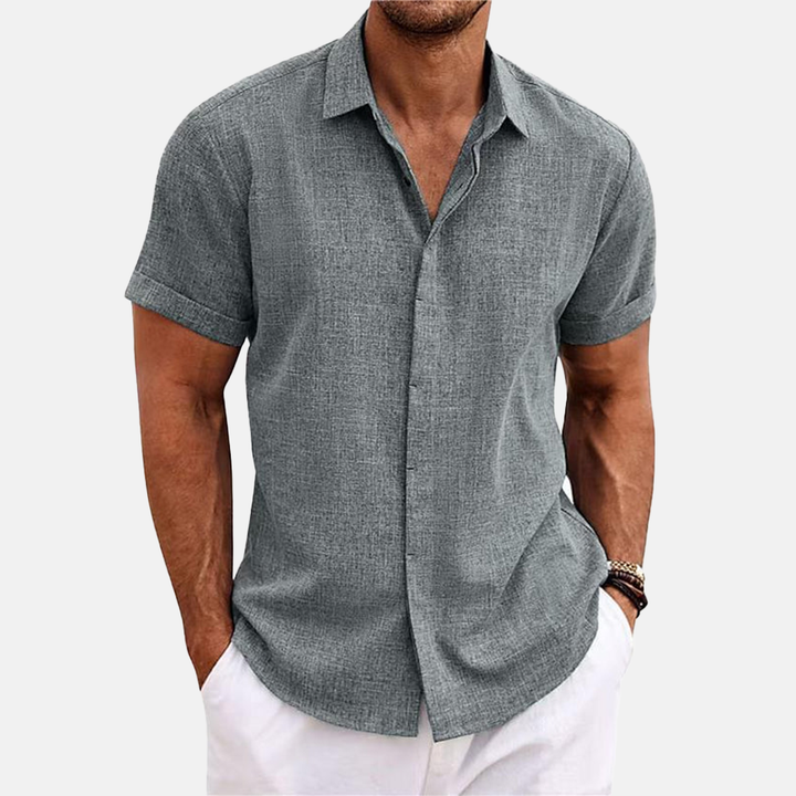 Herren Button-Up Hemd | Kurzarmhemd mit Strukturierter Optik | Gerader Schnitt | Freizeitlook