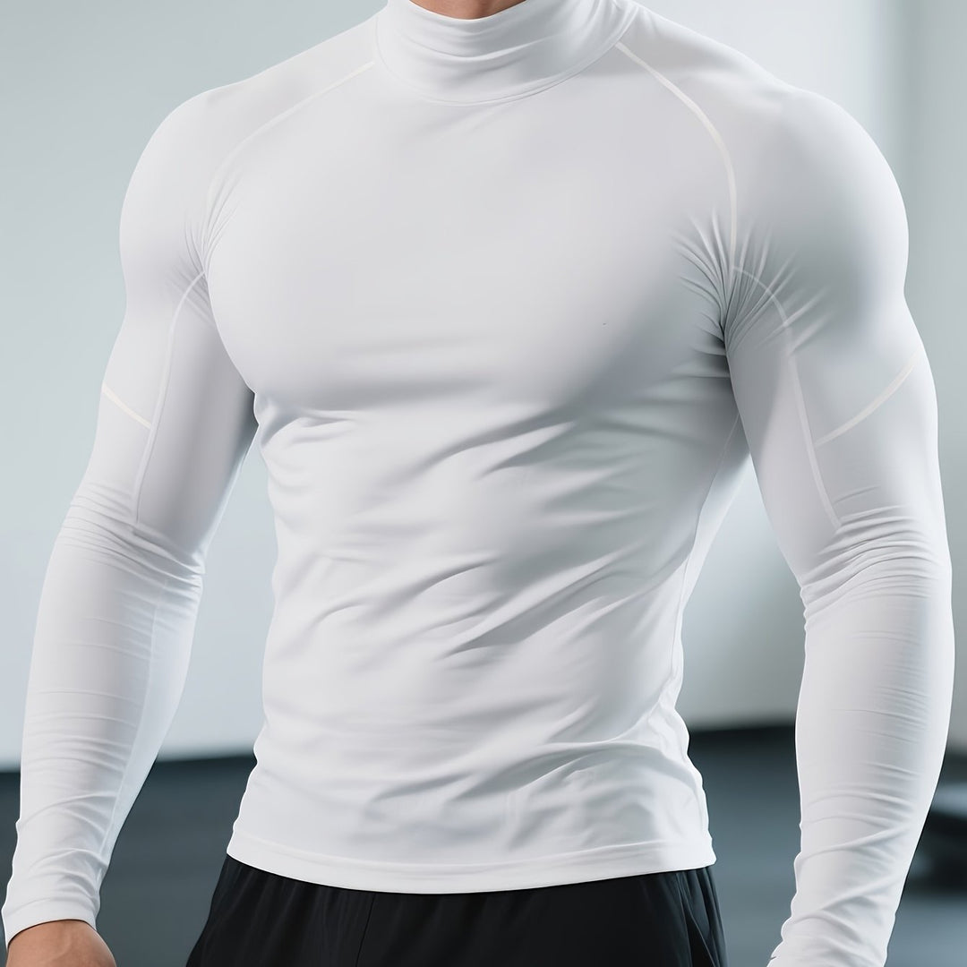 Herren Kompressionsshirt | Schmale Passform | Langarm mit Stehkragen | Performance Baselayer