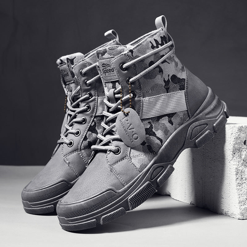 Camouflage Herrenstiefel im Casual-Look, Seitenansicht