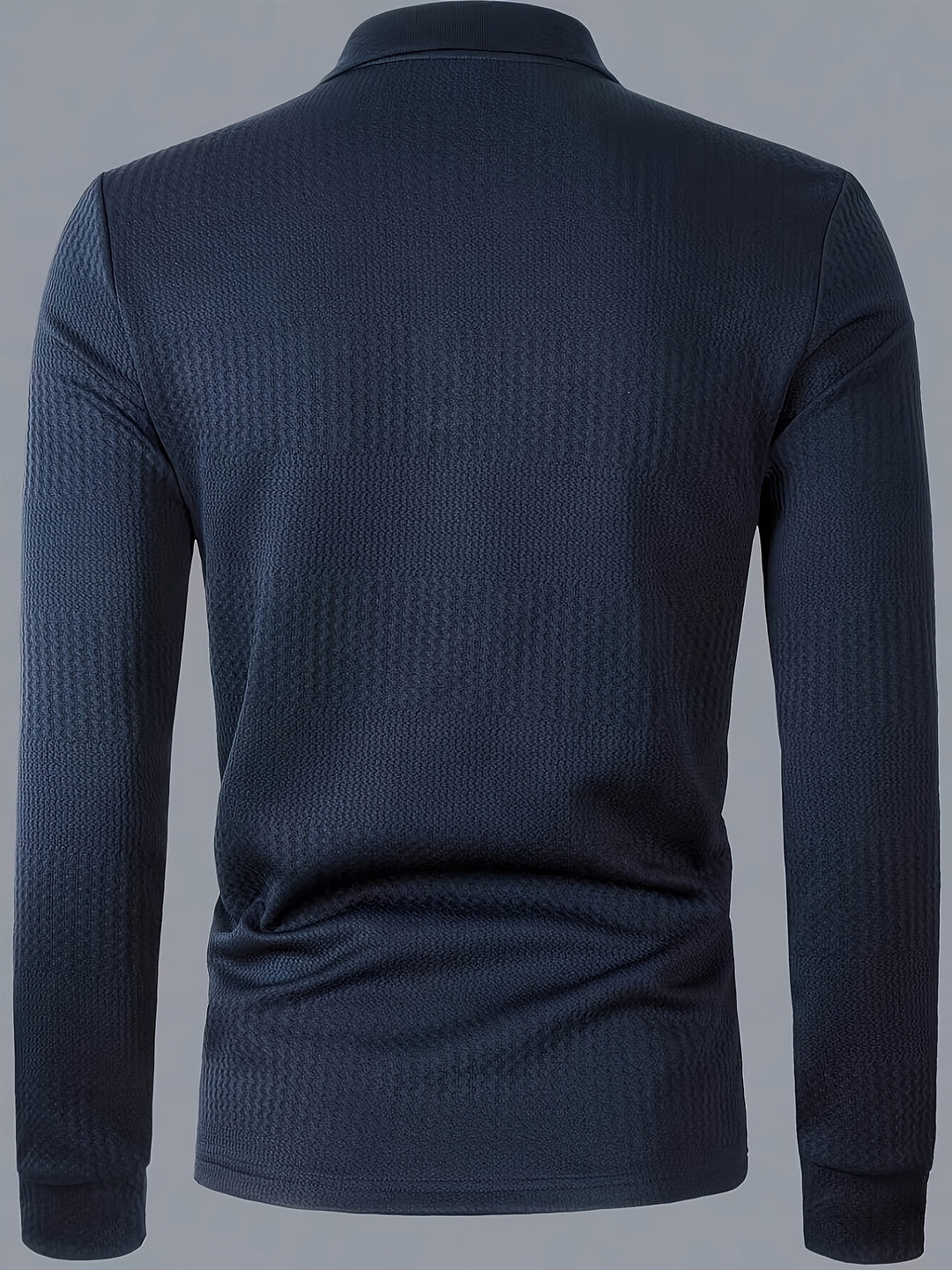 SwissFellas Herren Strick Poloshirt mit Langarm und Rippenstruktur, schmale Passform