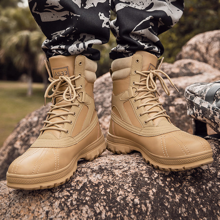 Herren Plateau Boots mit Schnürung in Schwarz